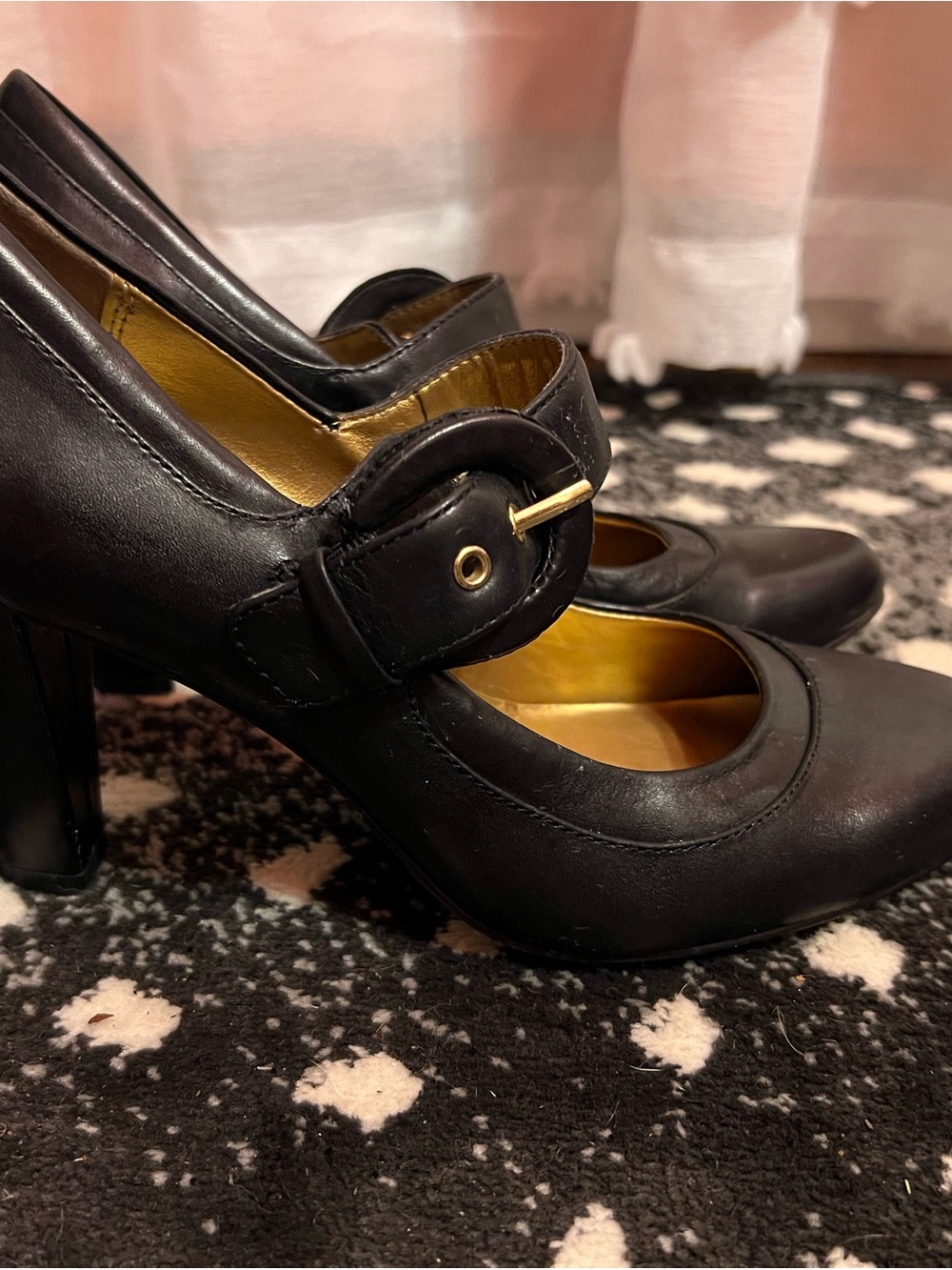 Nine West Black Leather Mary Jane Heels - Picture 4 of 5